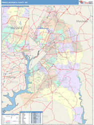 Prince George's County, MD Zip Code Maps (Color Cast Style)